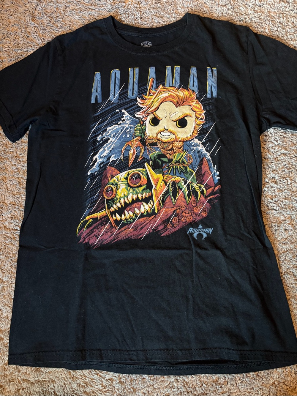 DC Comics Aquaman Graphic Tee in Black with Multicolor Print